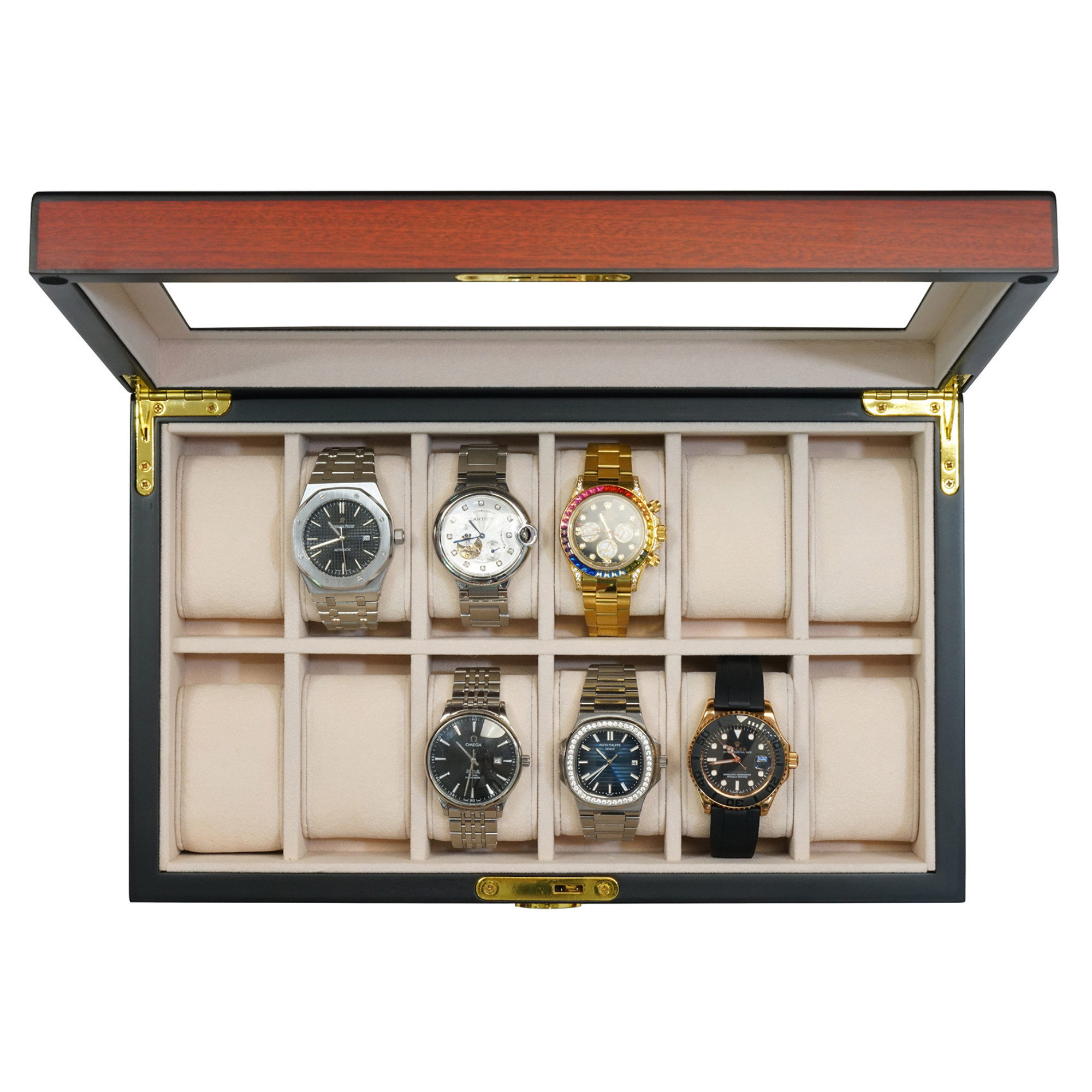 Cherry Wooden Watch Box for 12 Watches