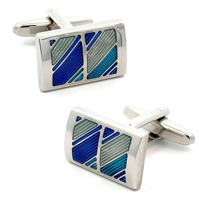 Striped Windows Blue and Green Cufflinks