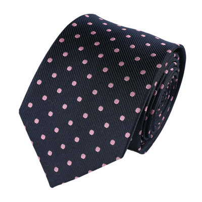 Navy Pink Silk Spot Tie