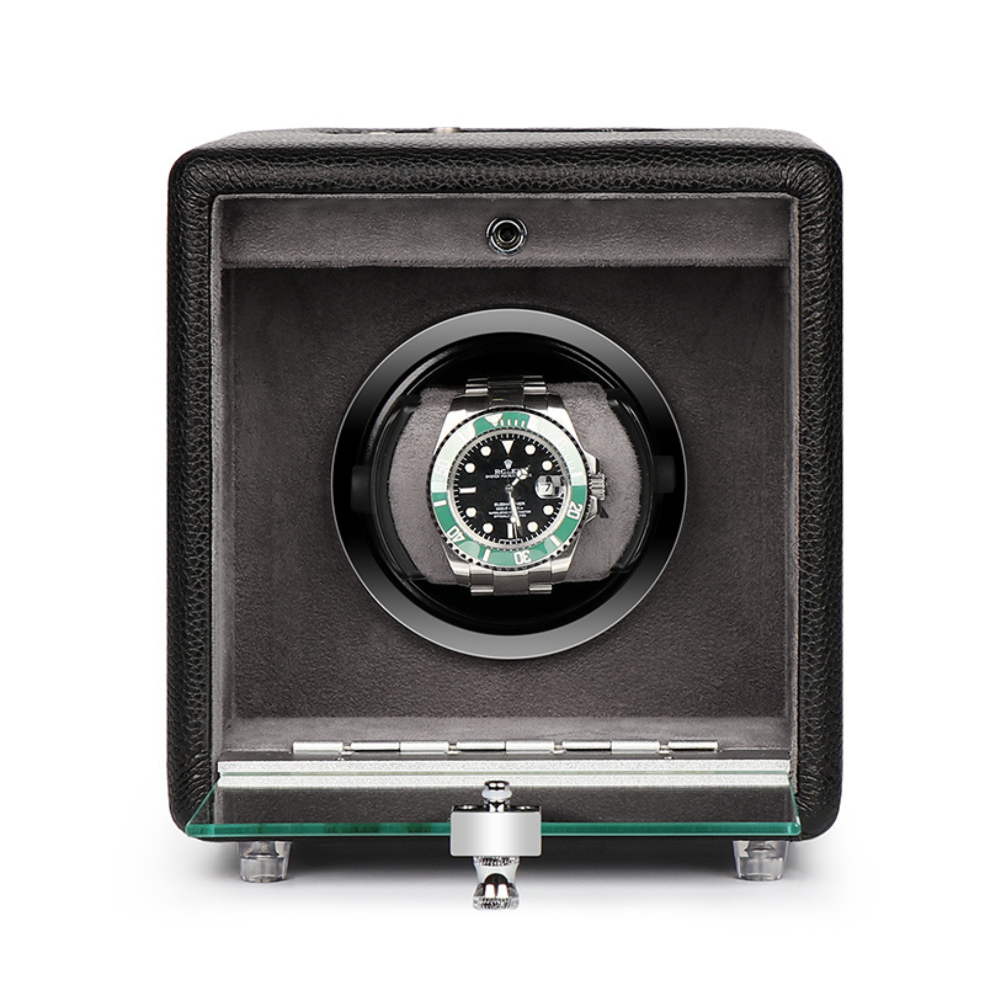 Evandale Watch Winder for 1 Watch in Black Leather