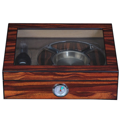 20 CT Ebony Wooden Cigar Humidor and Ashtray Set