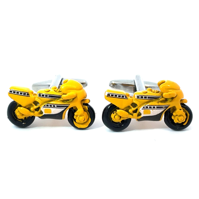 Yellow Sports Motorbike Cufflinks