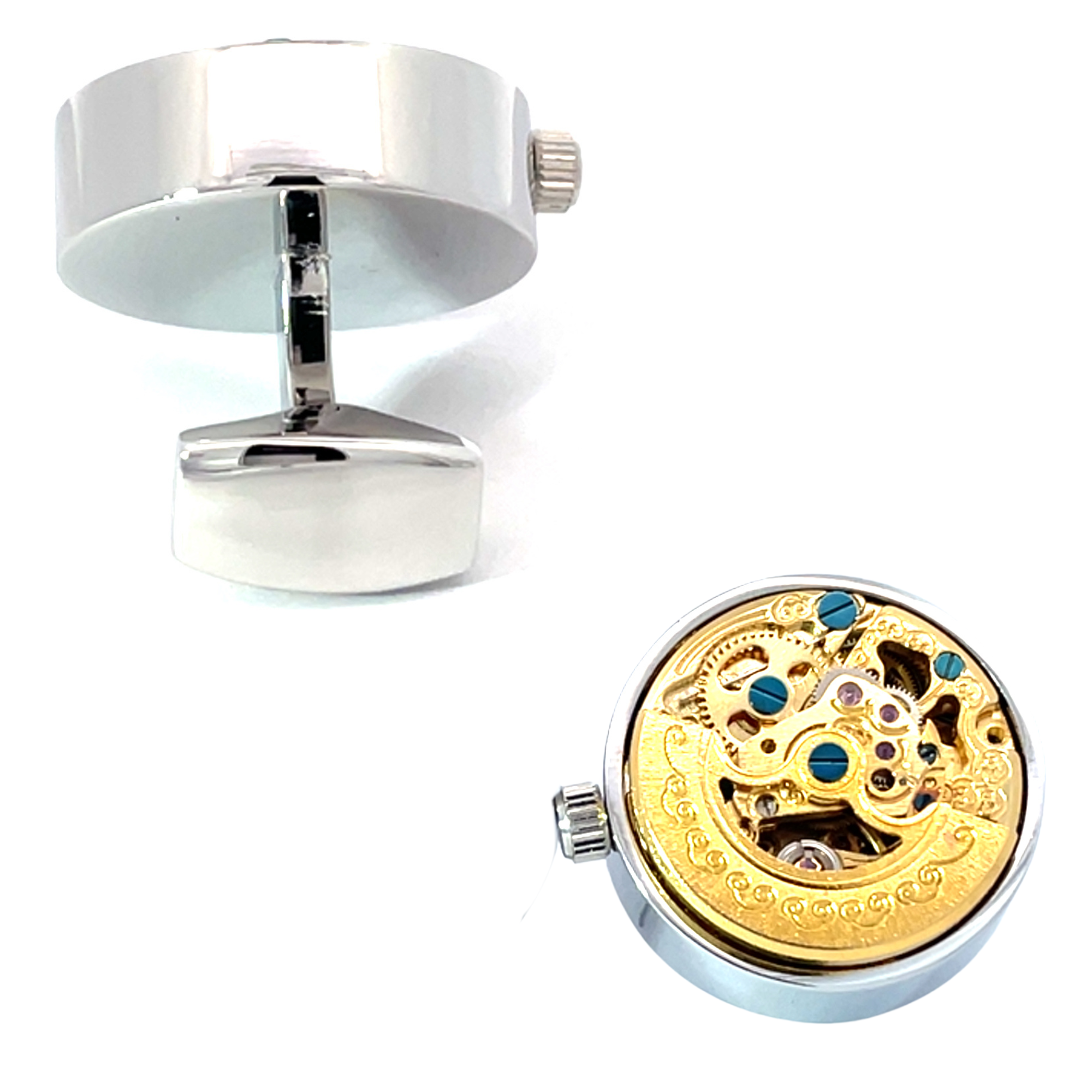 Working Kinetic Watch Movement Cufflinks Gunmetal Gold