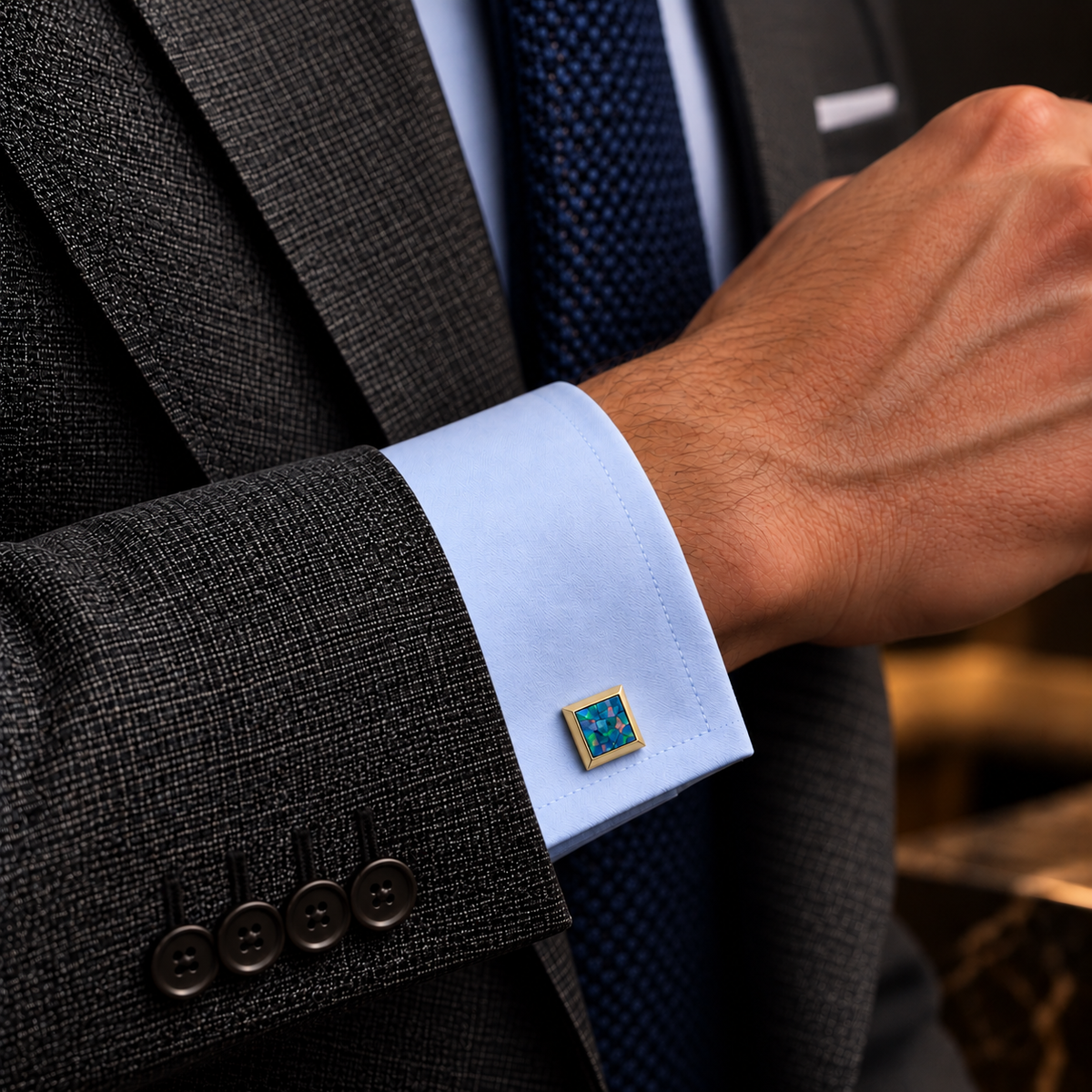 Opal Gold Square Cufflinks
