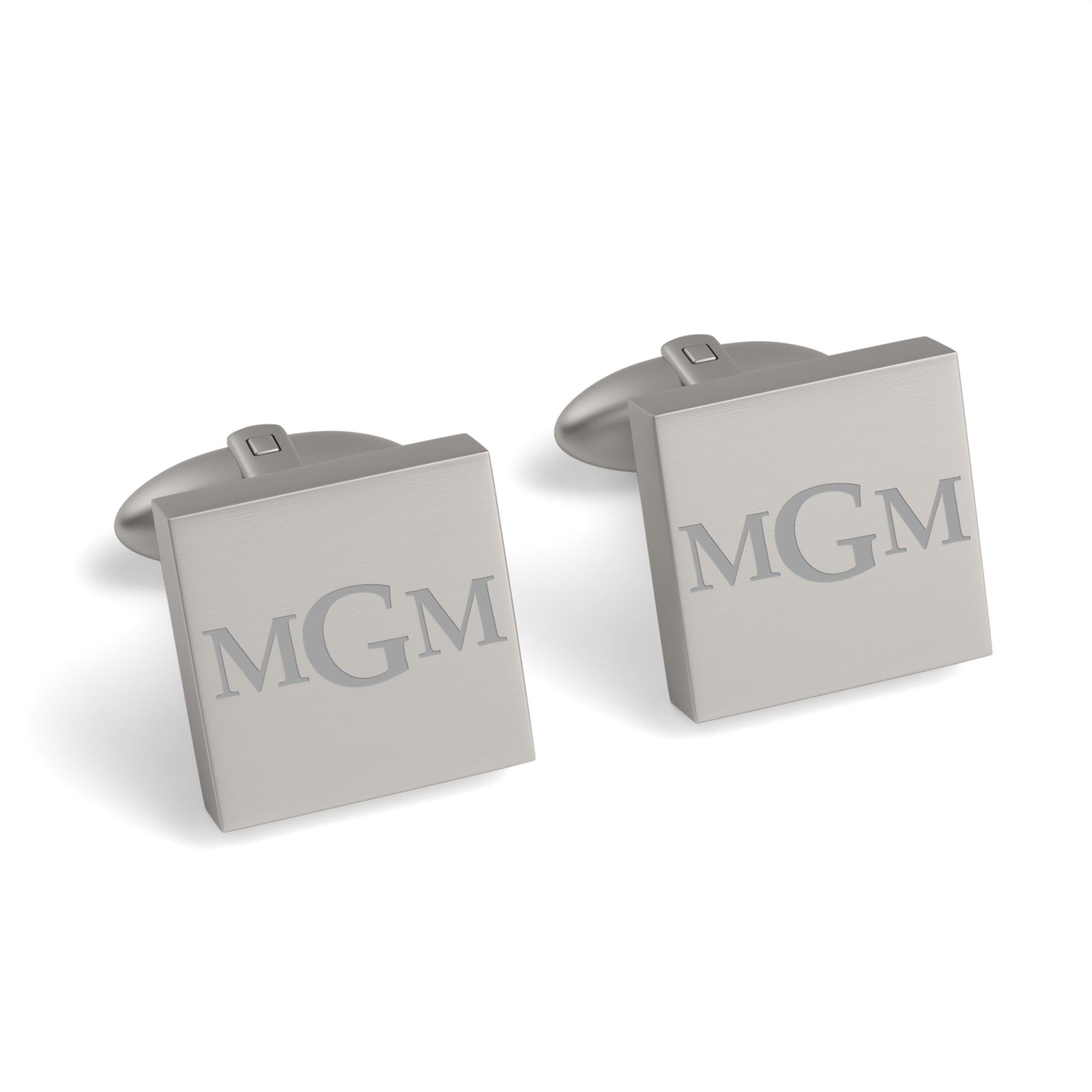 Engraved Monogram Initials Square Cufflinks