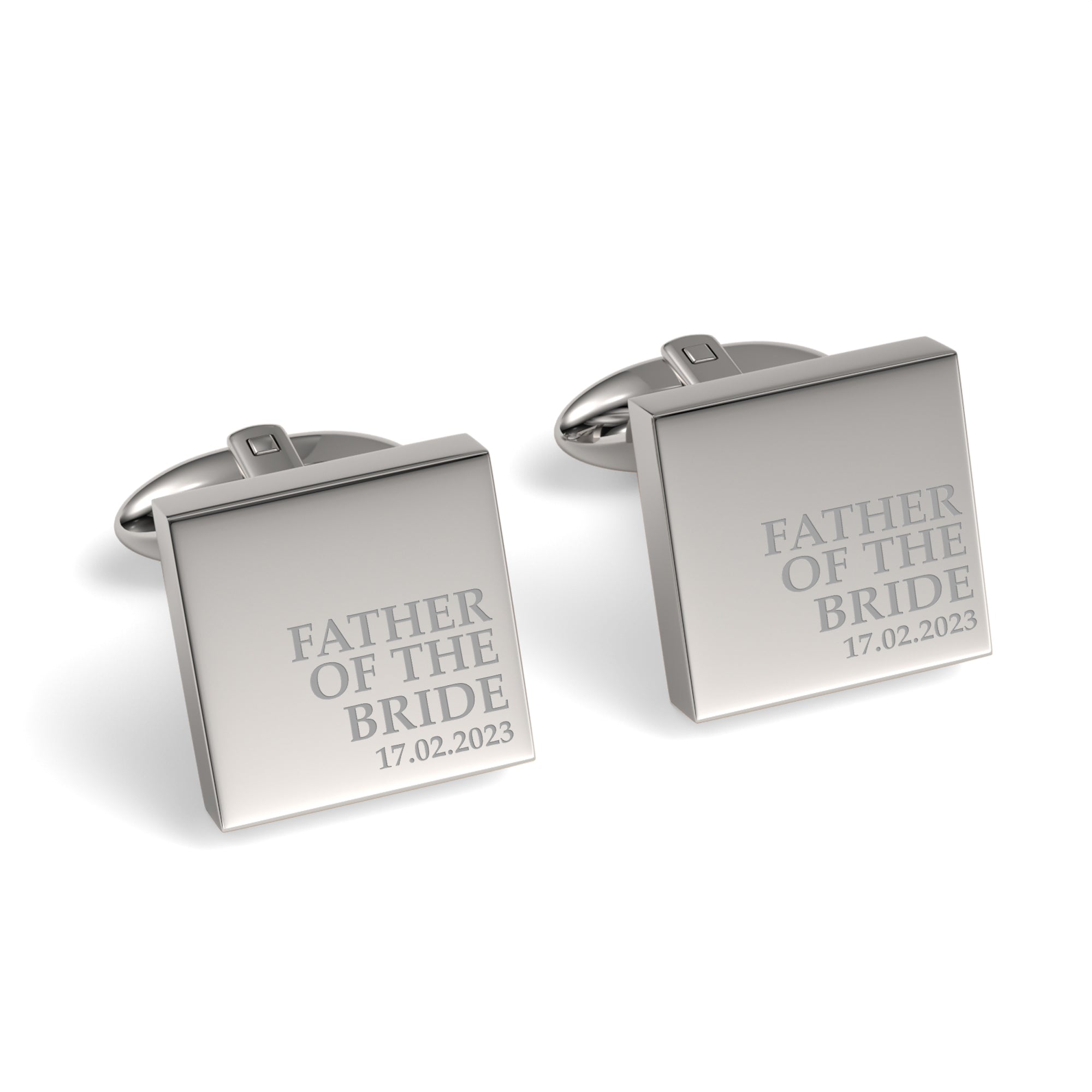Father of the Bride & Date Engraved Wedding Square Cufflinks
