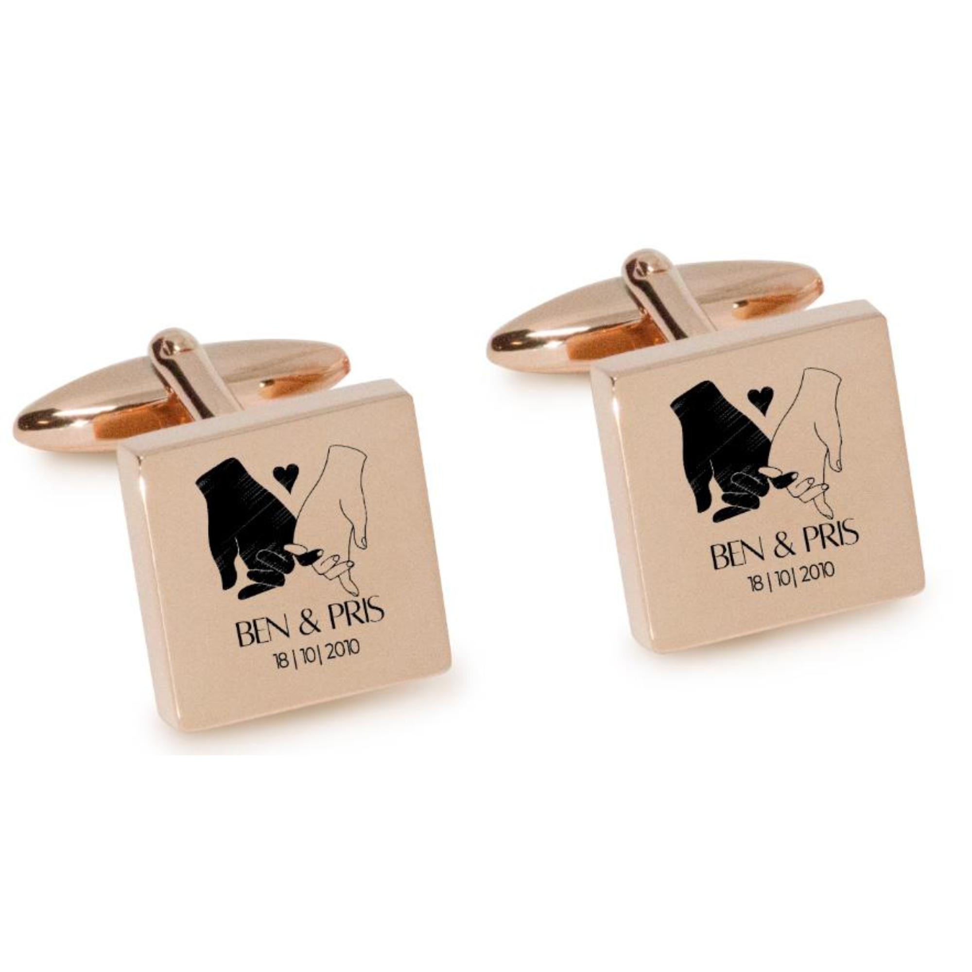 The Promise Engraved Cufflinks in Rose Gold