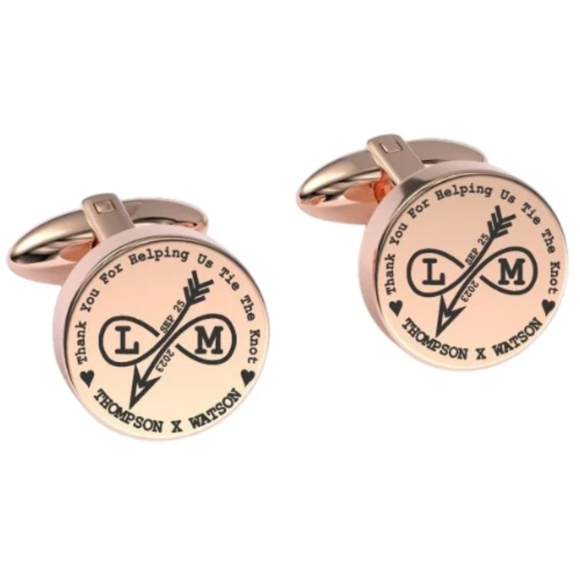 Tying The Knot Engraved Cufflinks in Rose Gold