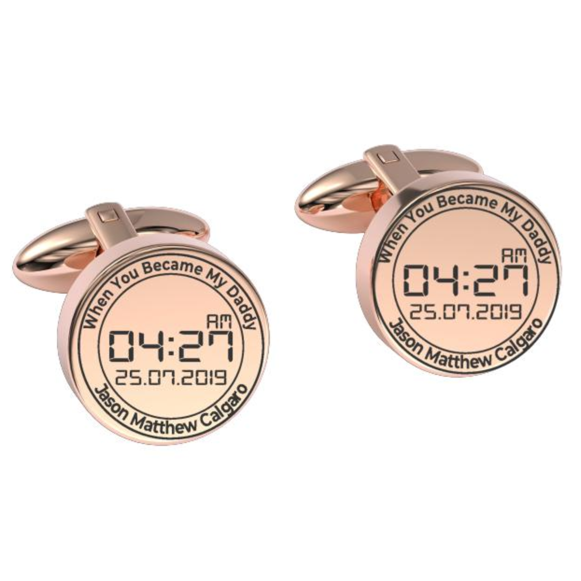 When You Became My Daddy Engraved Cufflinks in Rose Gold