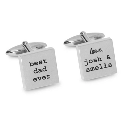 Best Dad Ever with Love Engraved Cufflinks in Silver