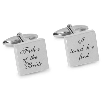 Father of the Bride Loved Her First Engraved Wedding Cufflinks in Silver