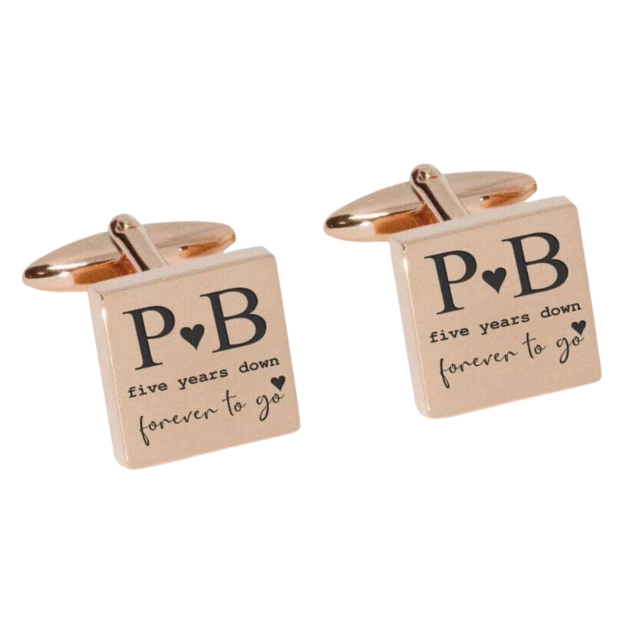 Five Years Down Forever to Go Engraved Cufflinks in Rose Gold