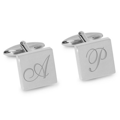 Large Initials Engraved Cufflinks in Silver