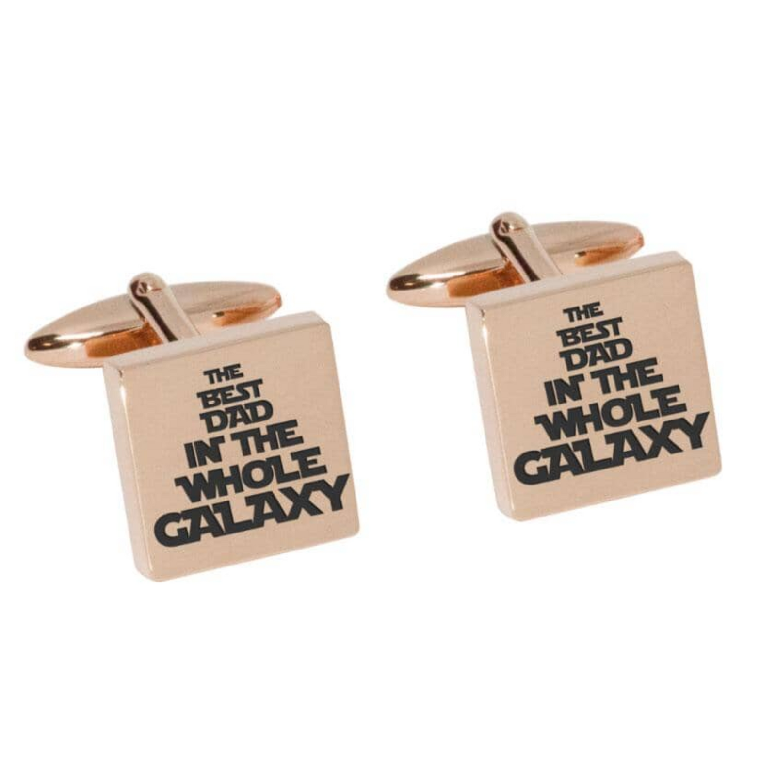 Best Dad in the Galaxy Engraved Cufflinks in  Rose Gold