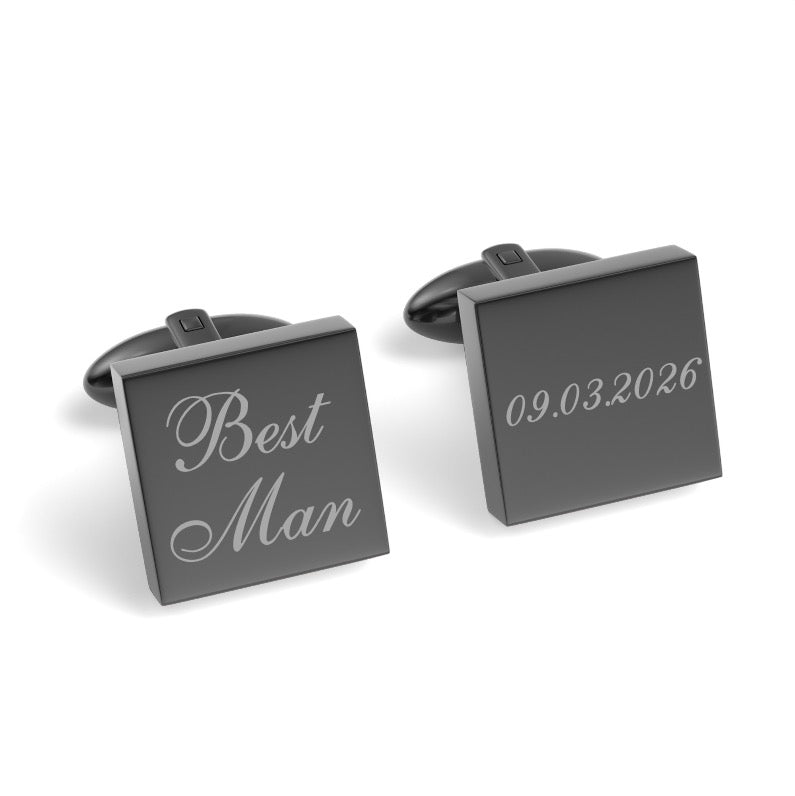 Best Man Wedding Date Engraved Square Cufflinks