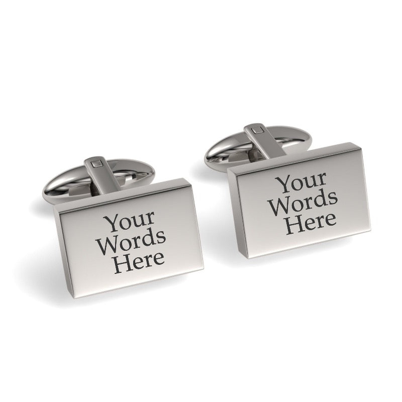 Custom Word Engraved Rectangle Cufflinks