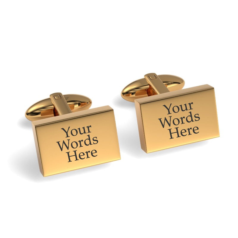 Custom Word Engraved Rectangle Cufflinks