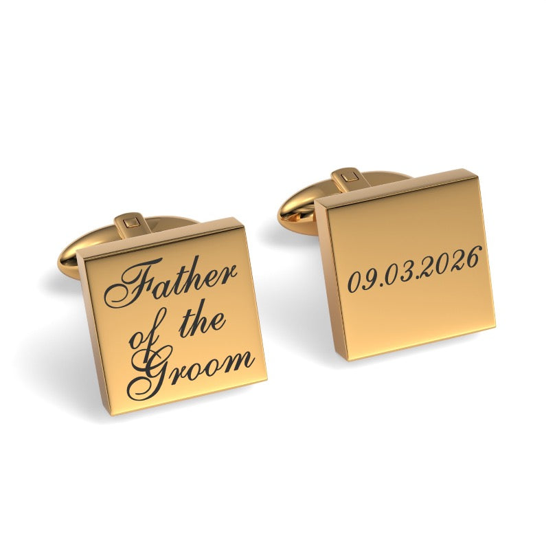 Father of the Groom Wedding Date Engraved Square Cufflinks