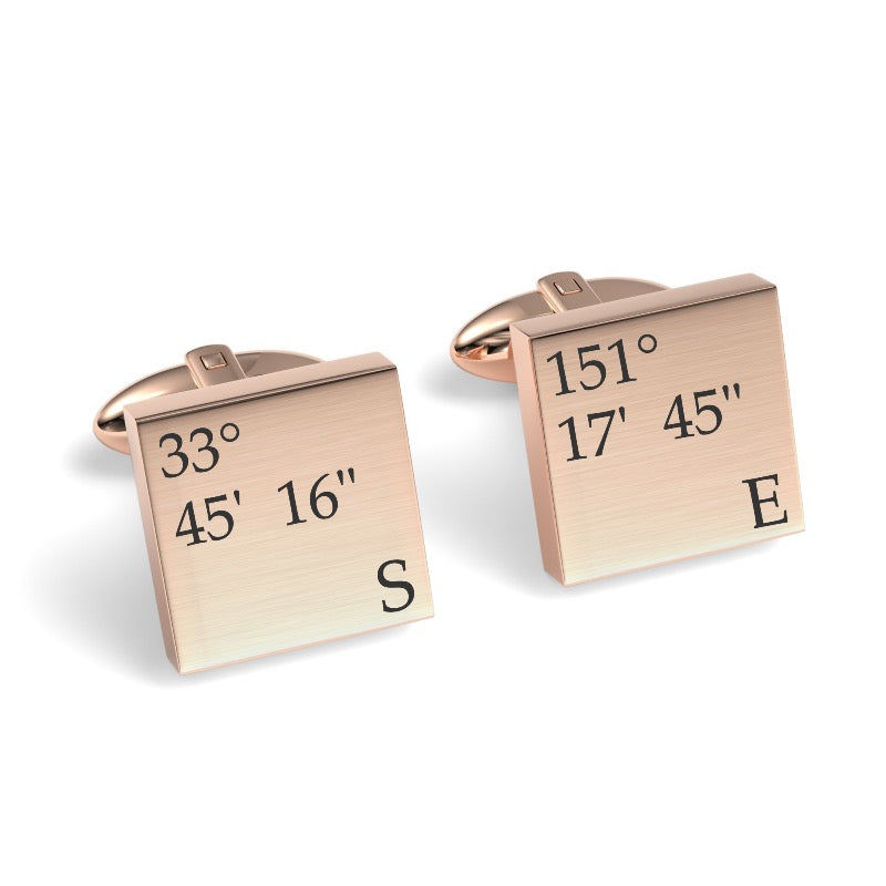 Latitude and Longitude Coordinates Engraved Cufflinks