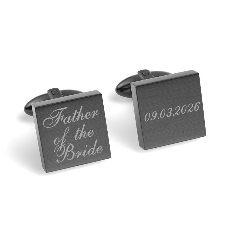 Father of the Bride Wedding Date Engraved Square Cufflinks