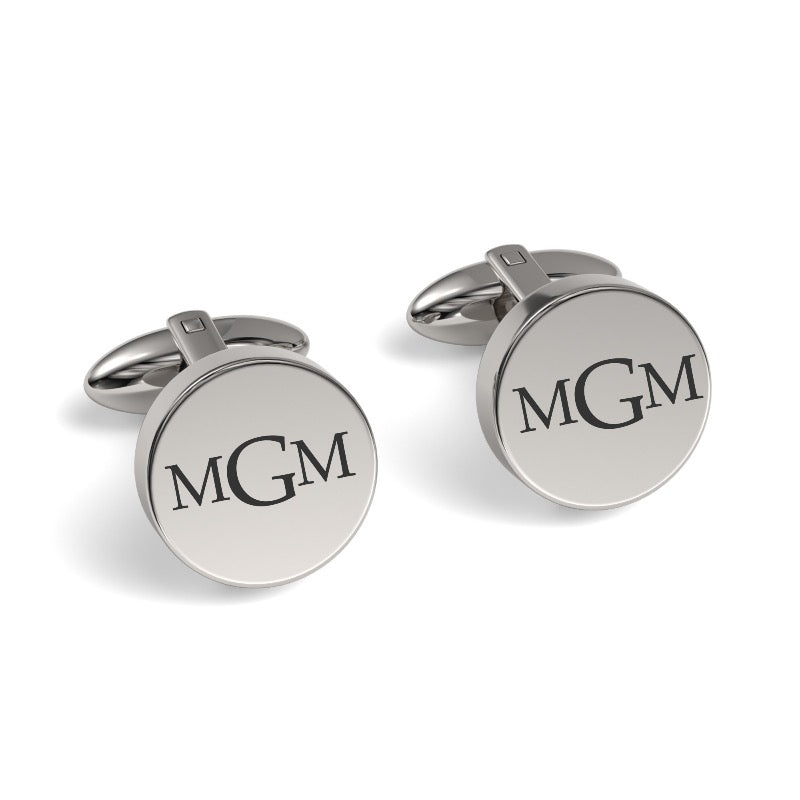 Engraved Monogram Initials Round Cufflinks