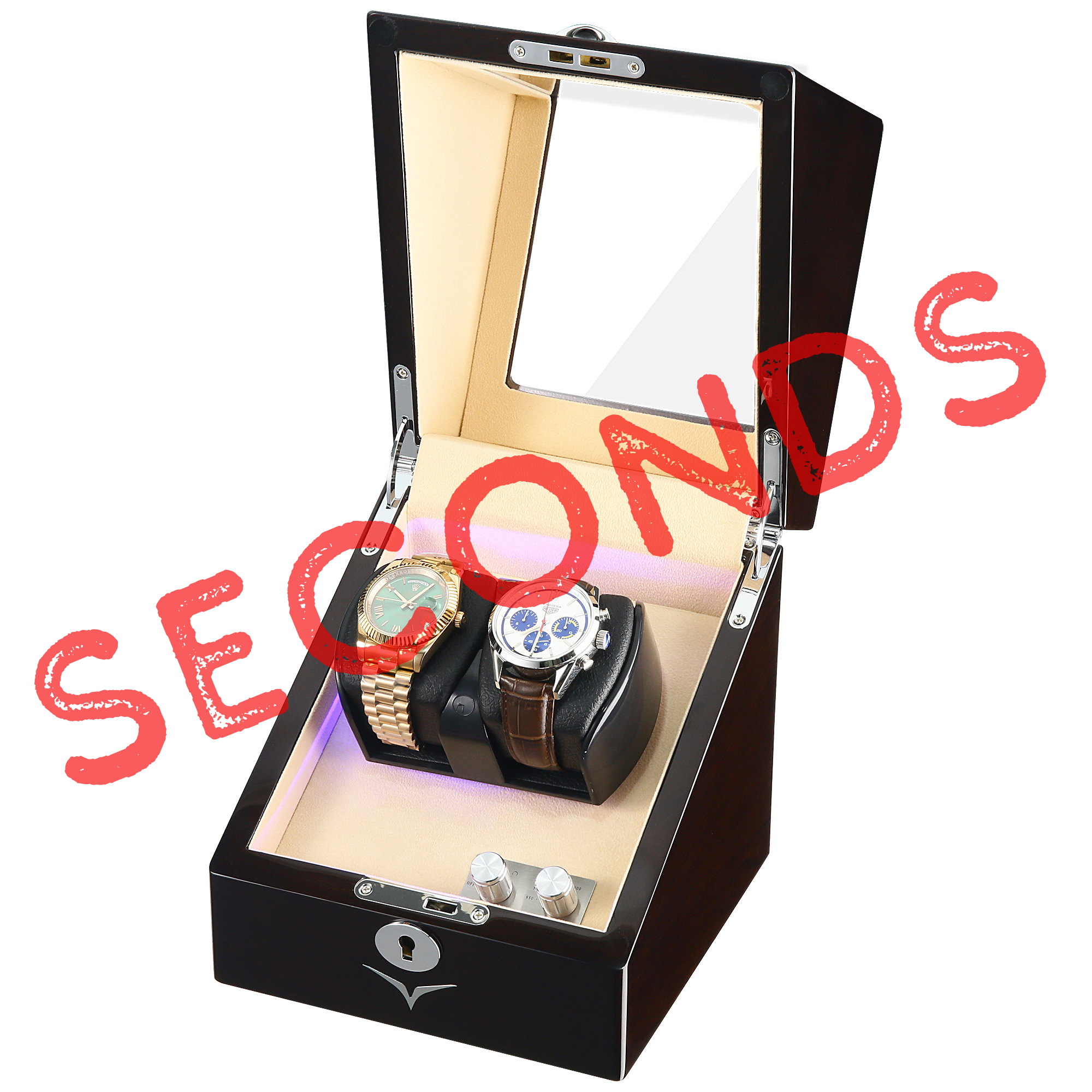 Seconds - Lindeman Mahogany Watch Winder Box for 2 Watches (Single Rotor) (C)