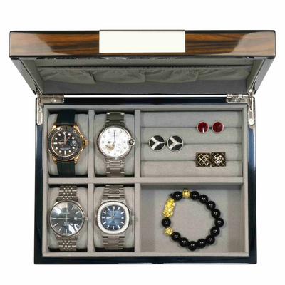 Ebony Wooden Cufflink Watch Box