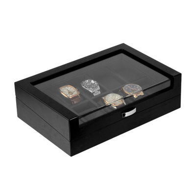 Black Wooden Watch Box for 10 Watches