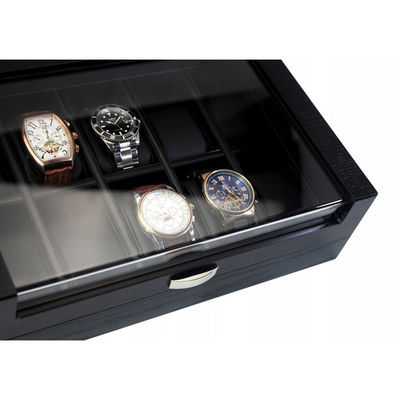 Black Wooden Watch Box for 10 Watches