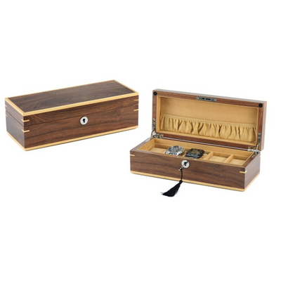 Walnut Wooden Watch Box for 5 Watches