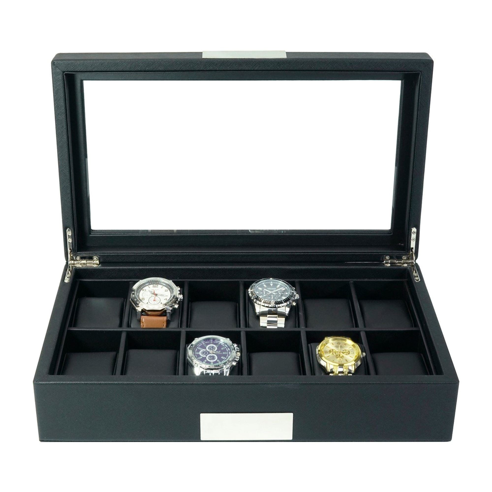 12 Slots Leather Watch Box Watch Boxes Clinks 