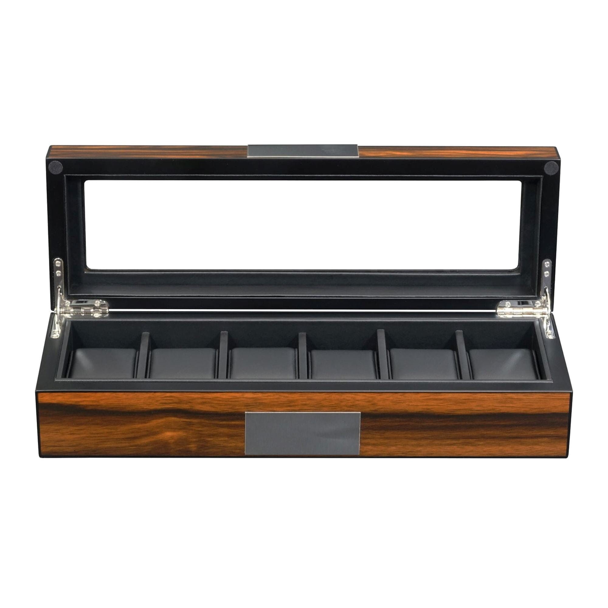 6 Slots Watch Box in Wooden Ebony Watch Boxes Clinks 