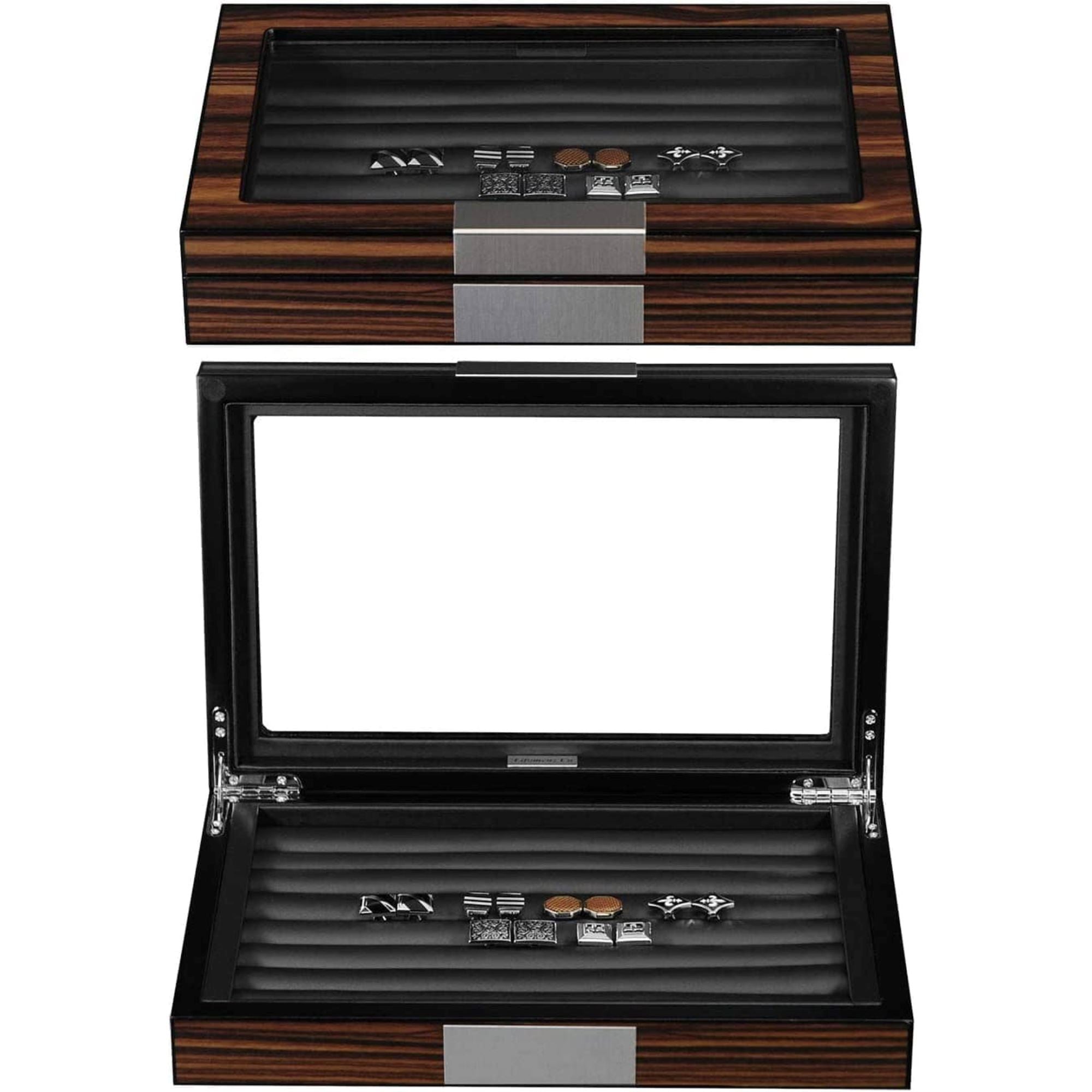 40 Pair Cufflink Box in Ebony Wood Cufflink Boxes Clinks 