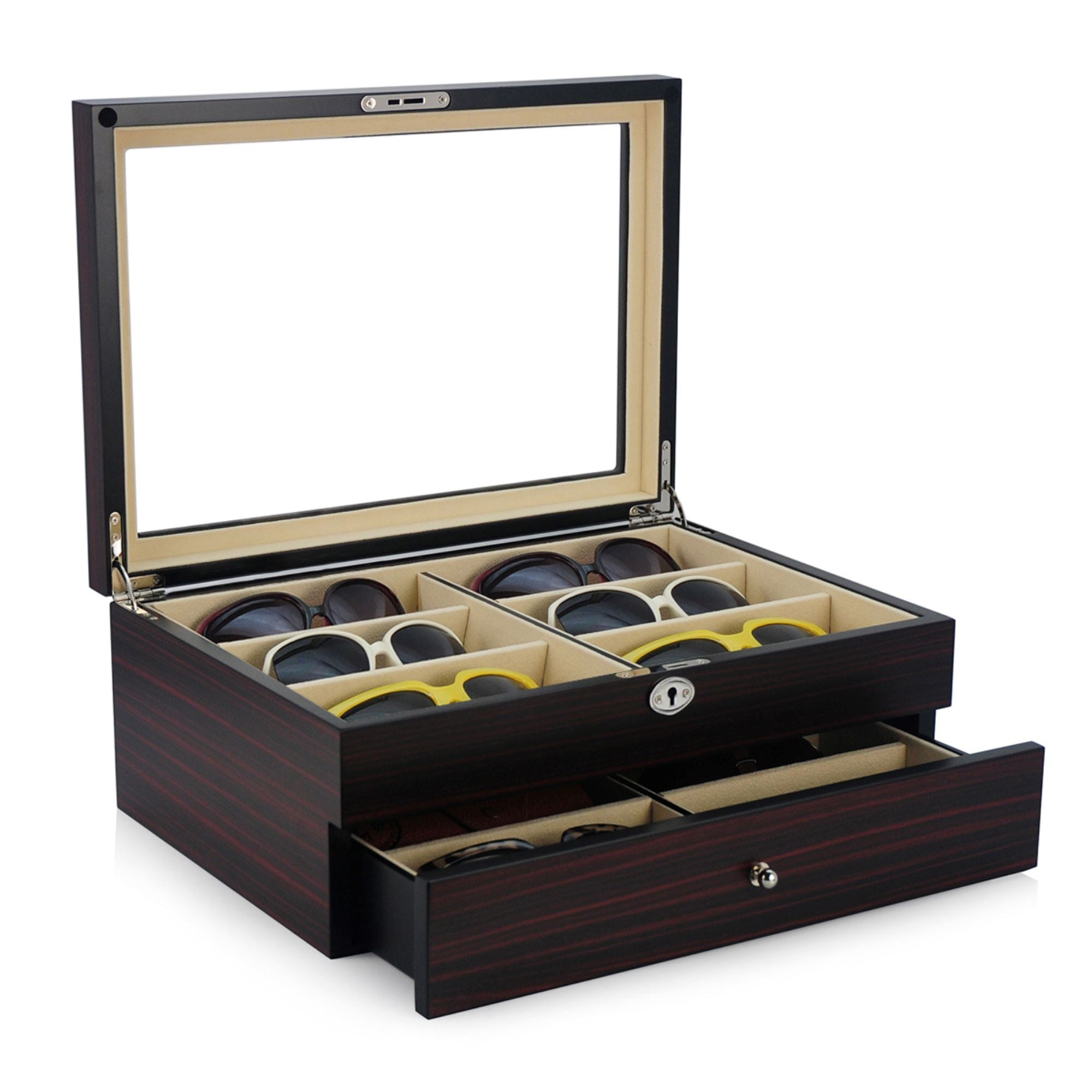 12 Pairs Ebony Wooden Sunglass Box Storage Boxes Clinks Australia 