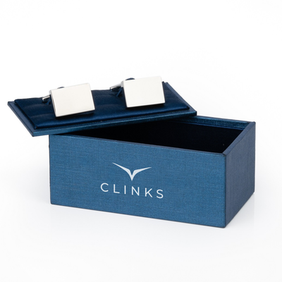 Shiny Silver Rectangle Engravable Cufflinks
