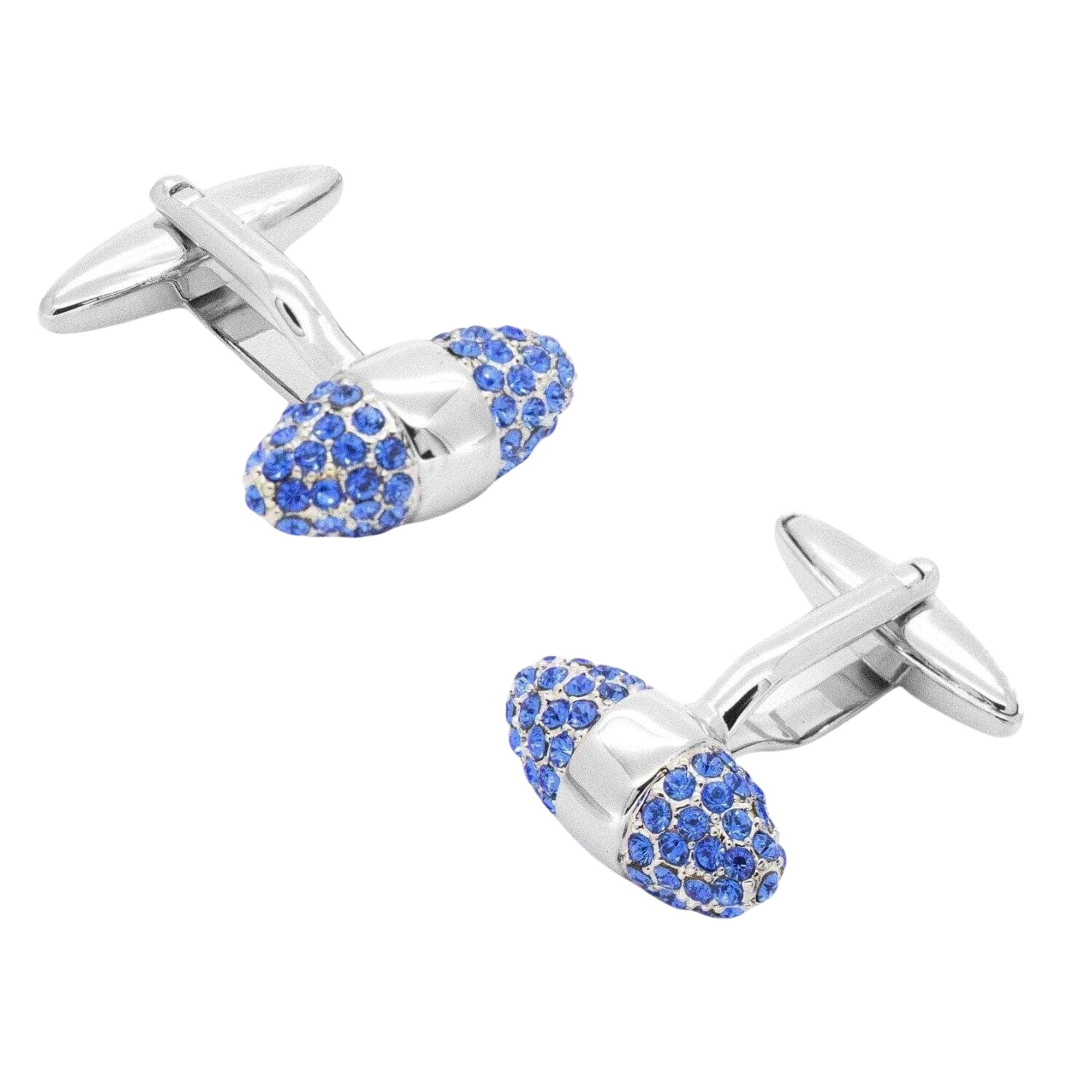 Crystal Blue Ellipsoid Cufflinks Classic & Modern Cufflinks Clinks Australia Crystal Blue Ellipsoid Cufflinks 