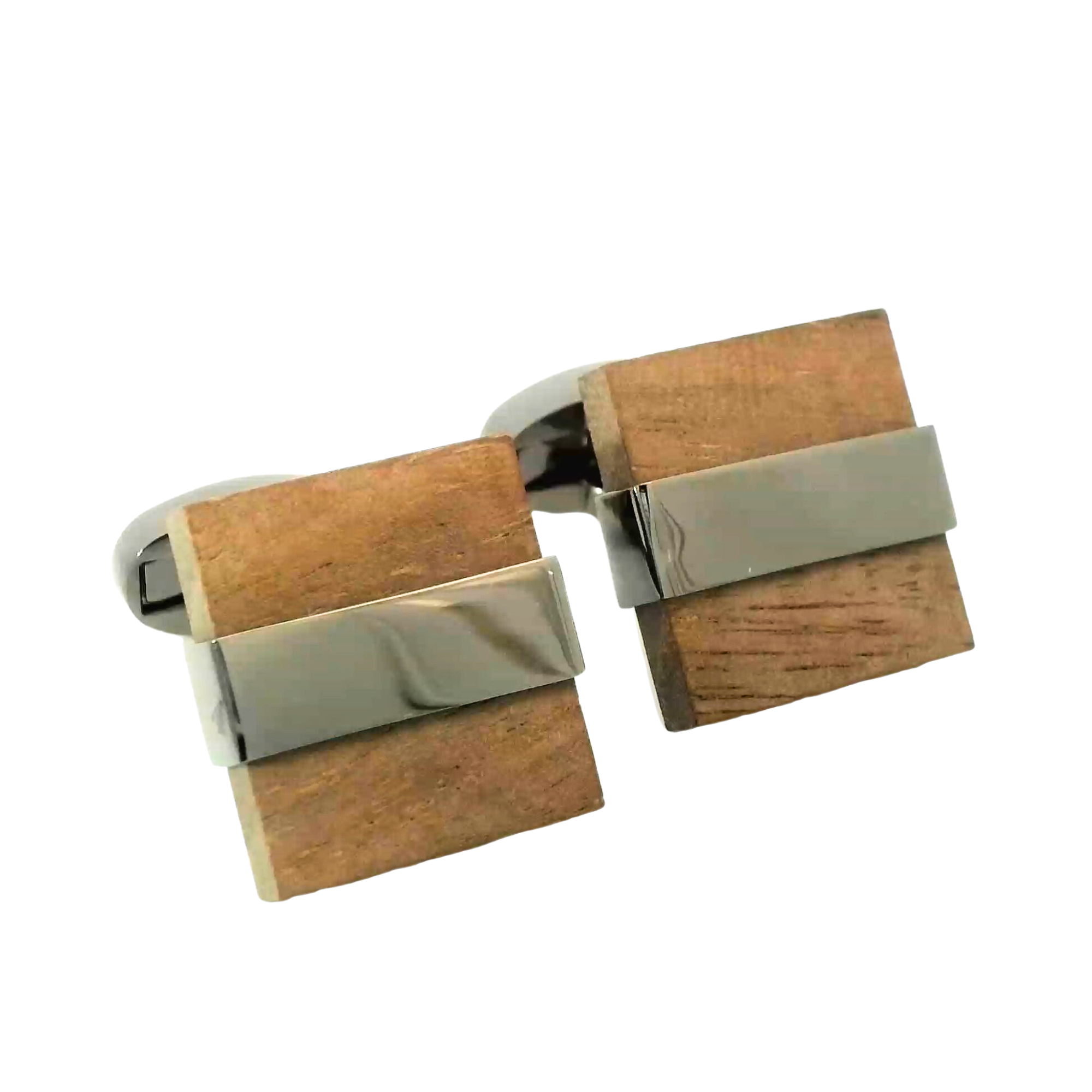 Wood and Gunmetal Cufflinks