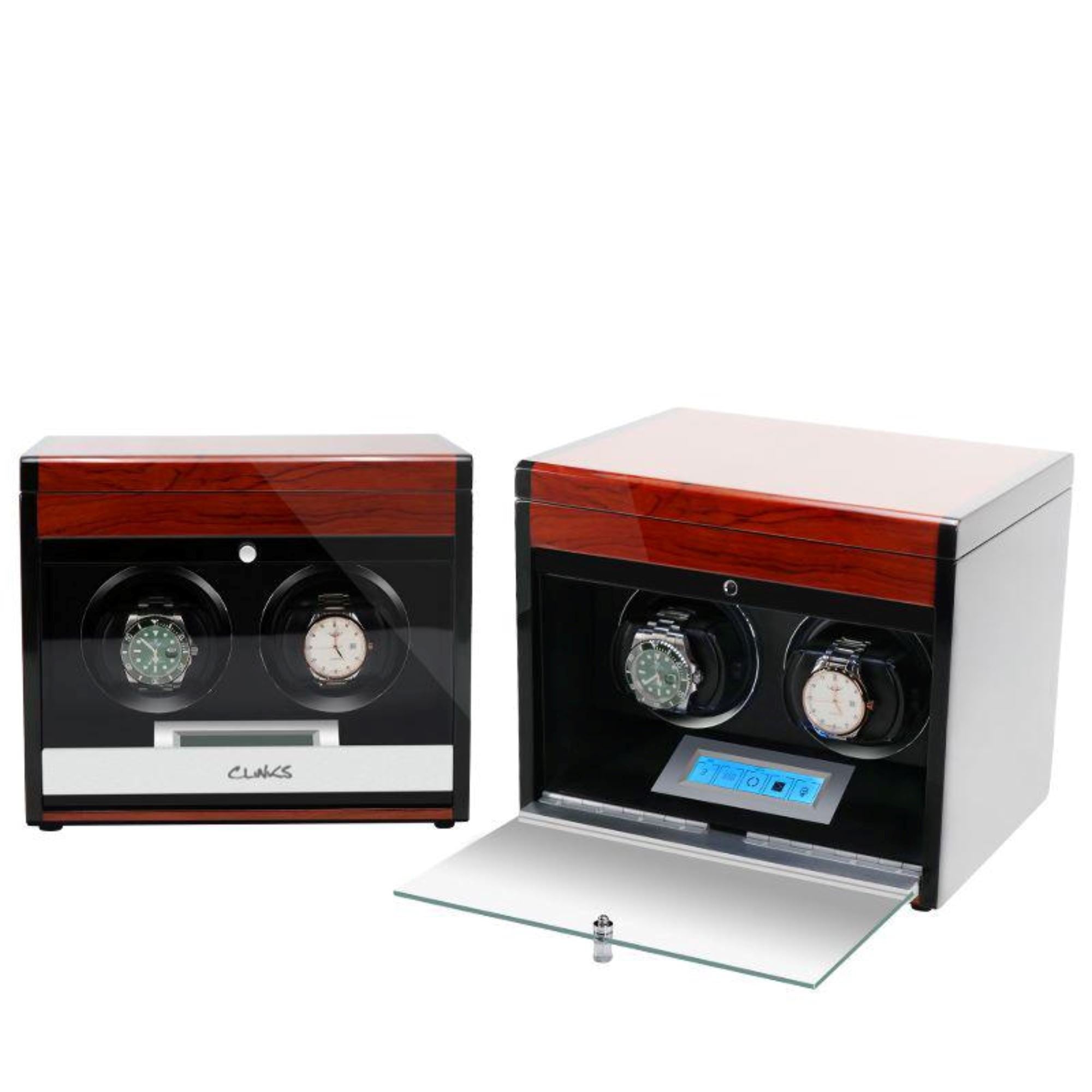 Vancouver Watch Winder for 2 Wood Grain Watch Winder Boxes Clinks 