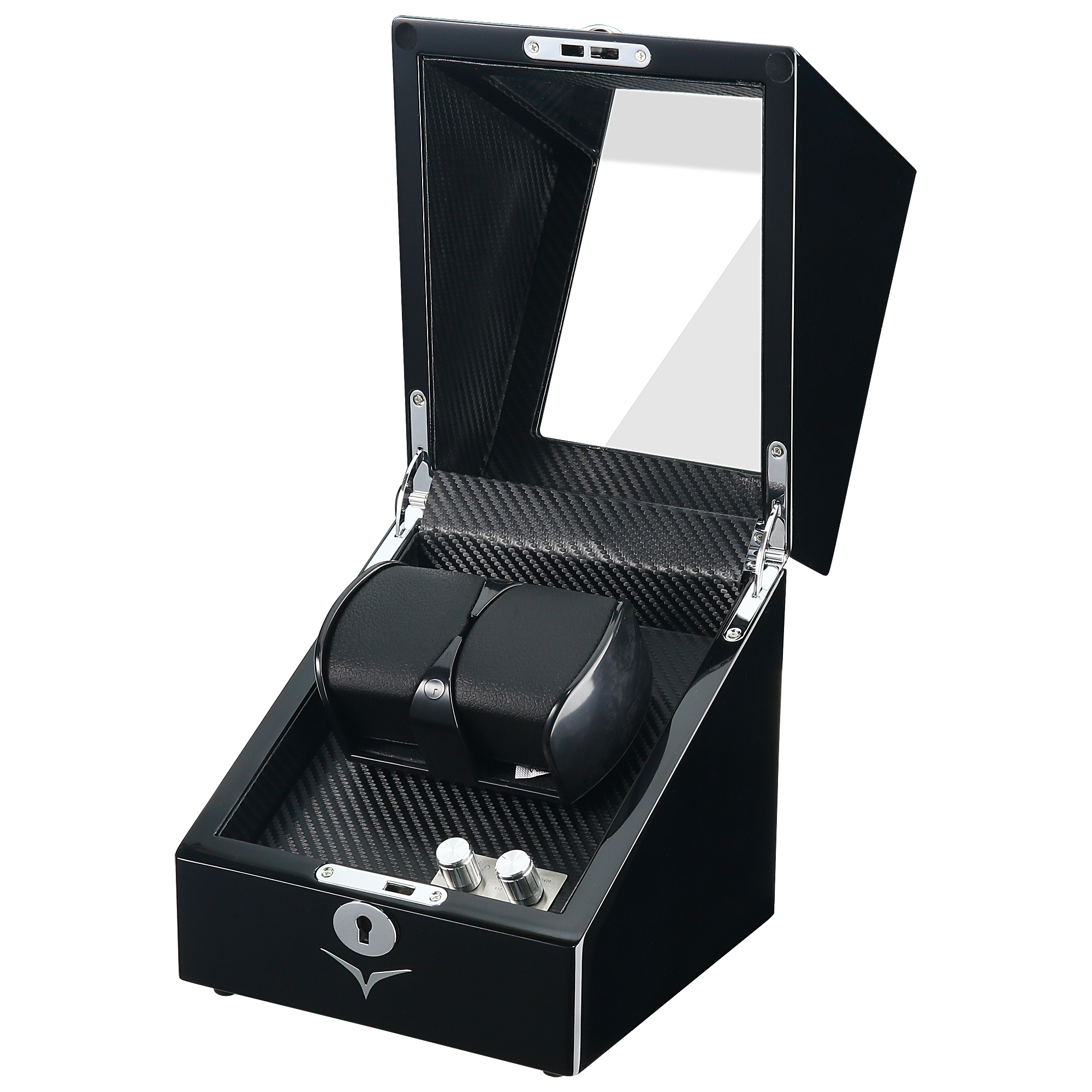 Seconds - Lindeman Black Watch Winder Box for 2 Watches (Single Rotor)