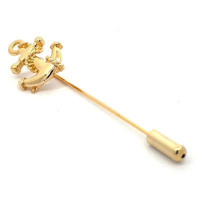 Anchor With Rope Lapel Stick Pin in Gold
