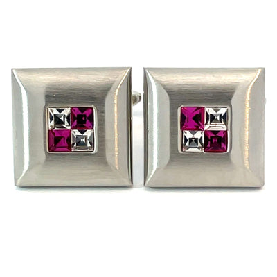 Purple Crystal Four Square Cufflinks