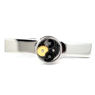 Fermacravatta Rotondo Steampunk Argentato