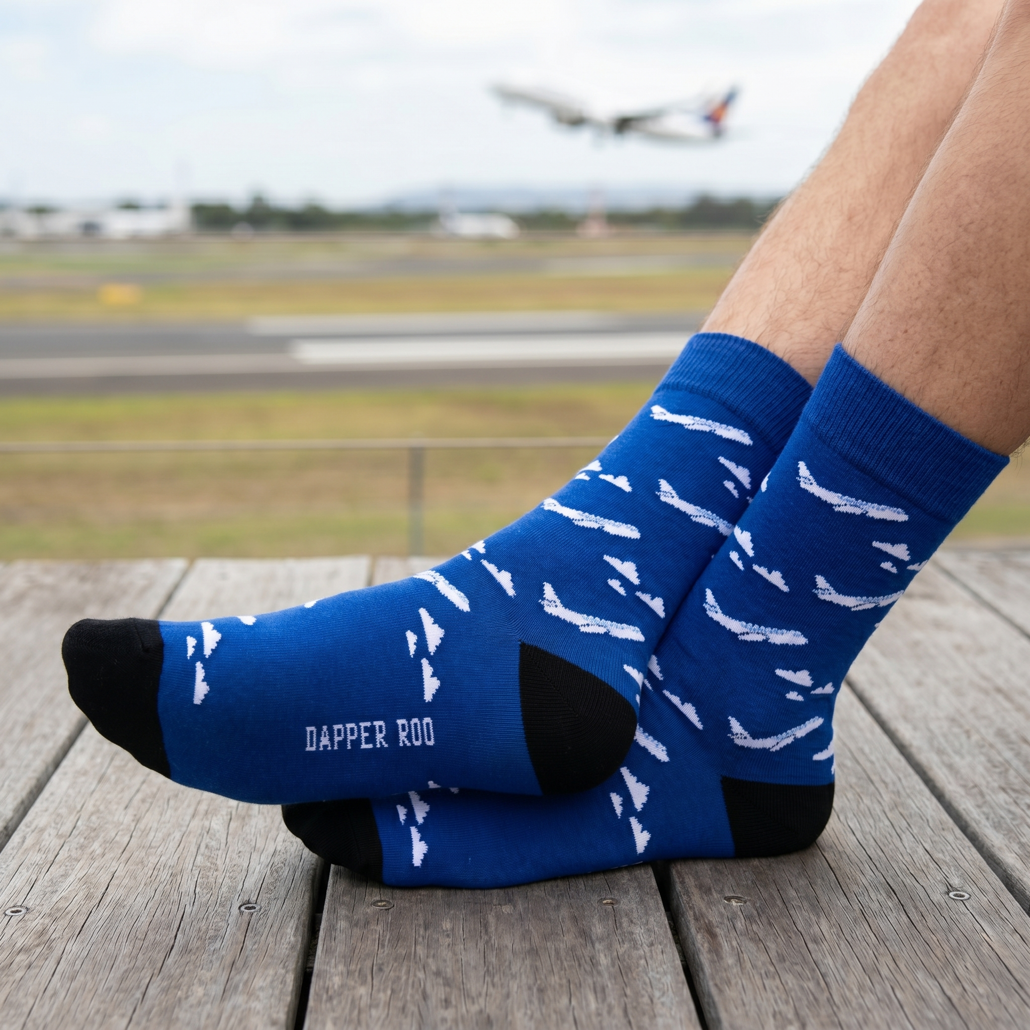 High Flyer Plane Bamboo Socks by Dapper Roo lifestyle image - Nano Banana 2 #2