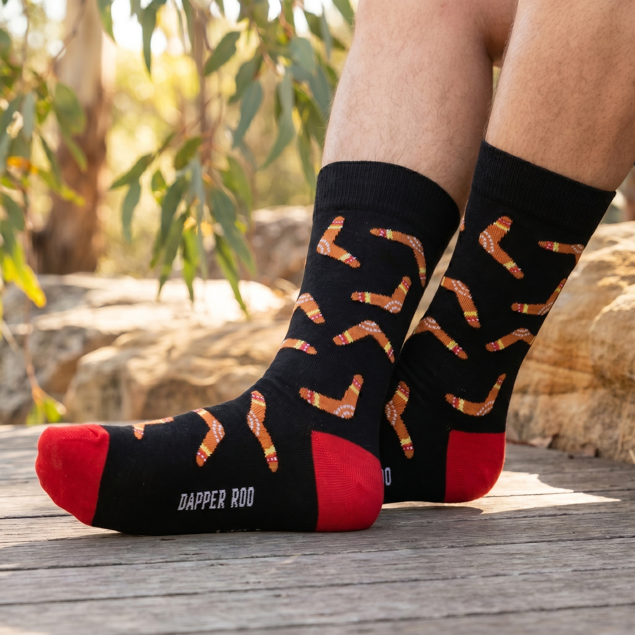 Life is Like a Boomerang Bamboo Socks by Dapper Roo lifestyle image - Nano Banana 2 #3