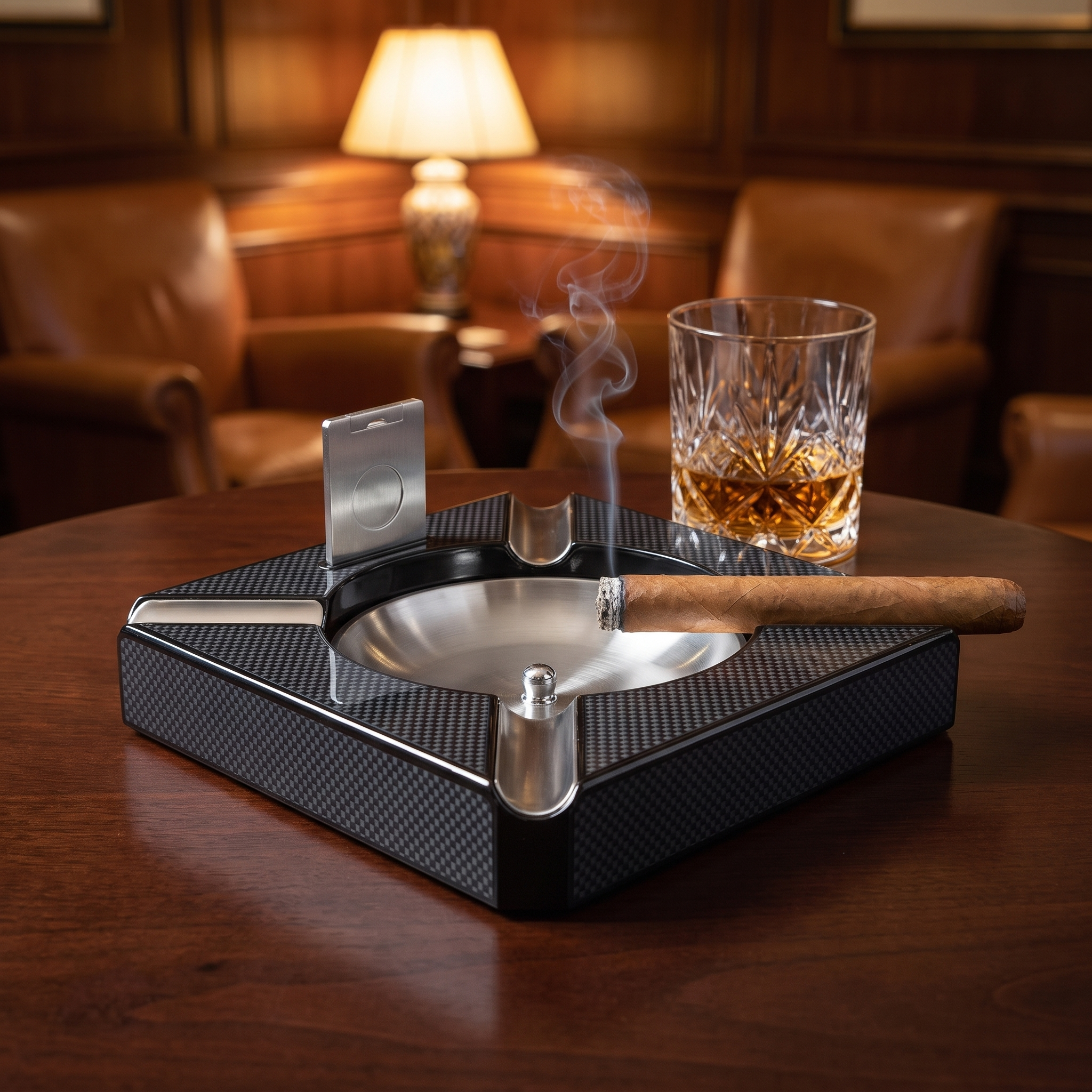 Carbon Fiber Cigar Ashtray — lifestyle shot