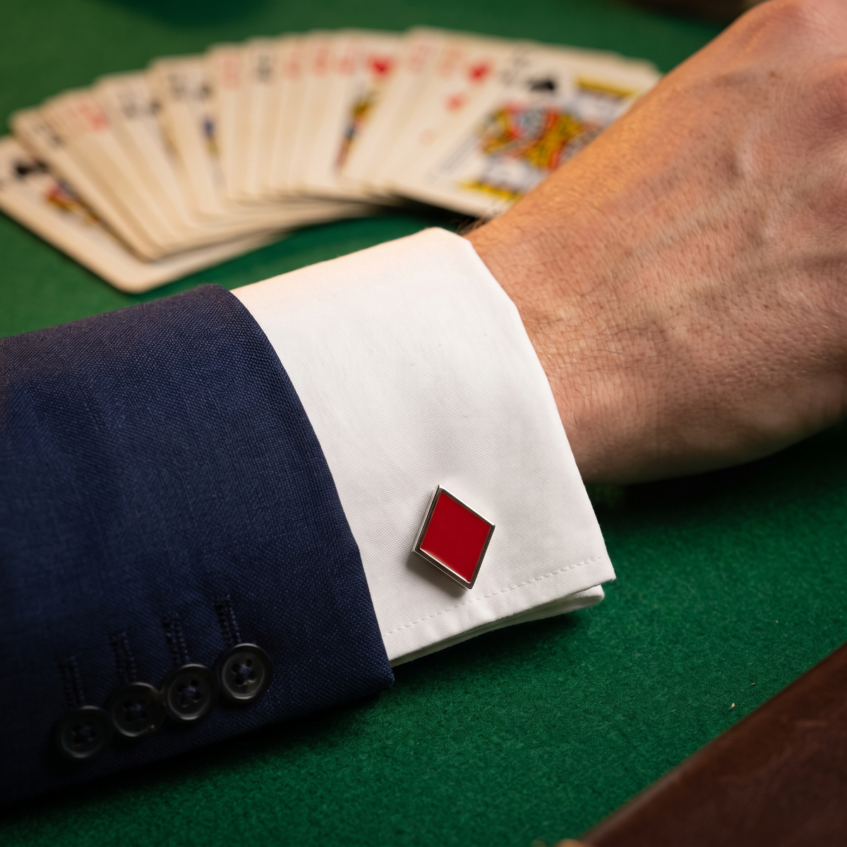 Suit of Diamonds Cufflinks — lifestyle shot