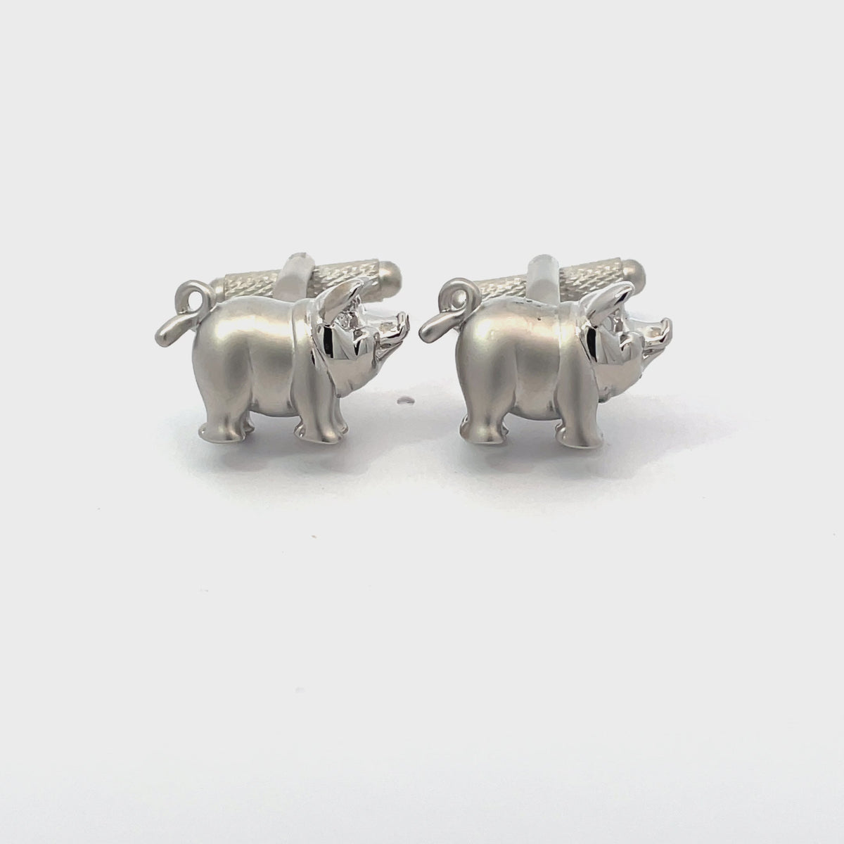 Cute Fat Pig Silver Cufflinks