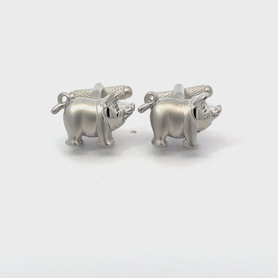 Cute Fat Pig Silver Cufflinks