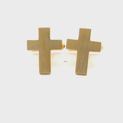 Brushed Gold Cross Cufflinks