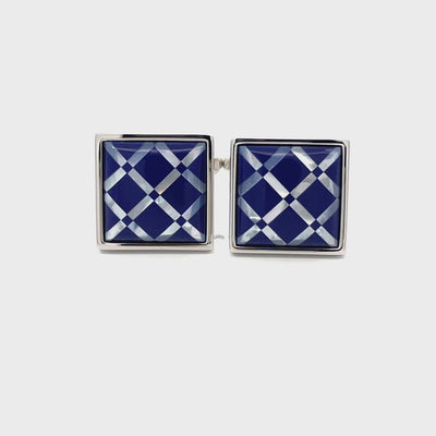 Navy Blue Tile on Mother of Pearl Cufflinks